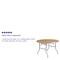 Emma and Oliver 4-Foot Round HEAVY DUTY Birchwood Folding Banquet Table with METAL Edges